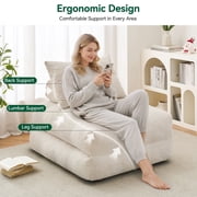 BEHOST 86 Large Futon Sofa Bed for Adults, 3-in-1 Convertible Folding Chair Bed Sleeper Chair, Beige