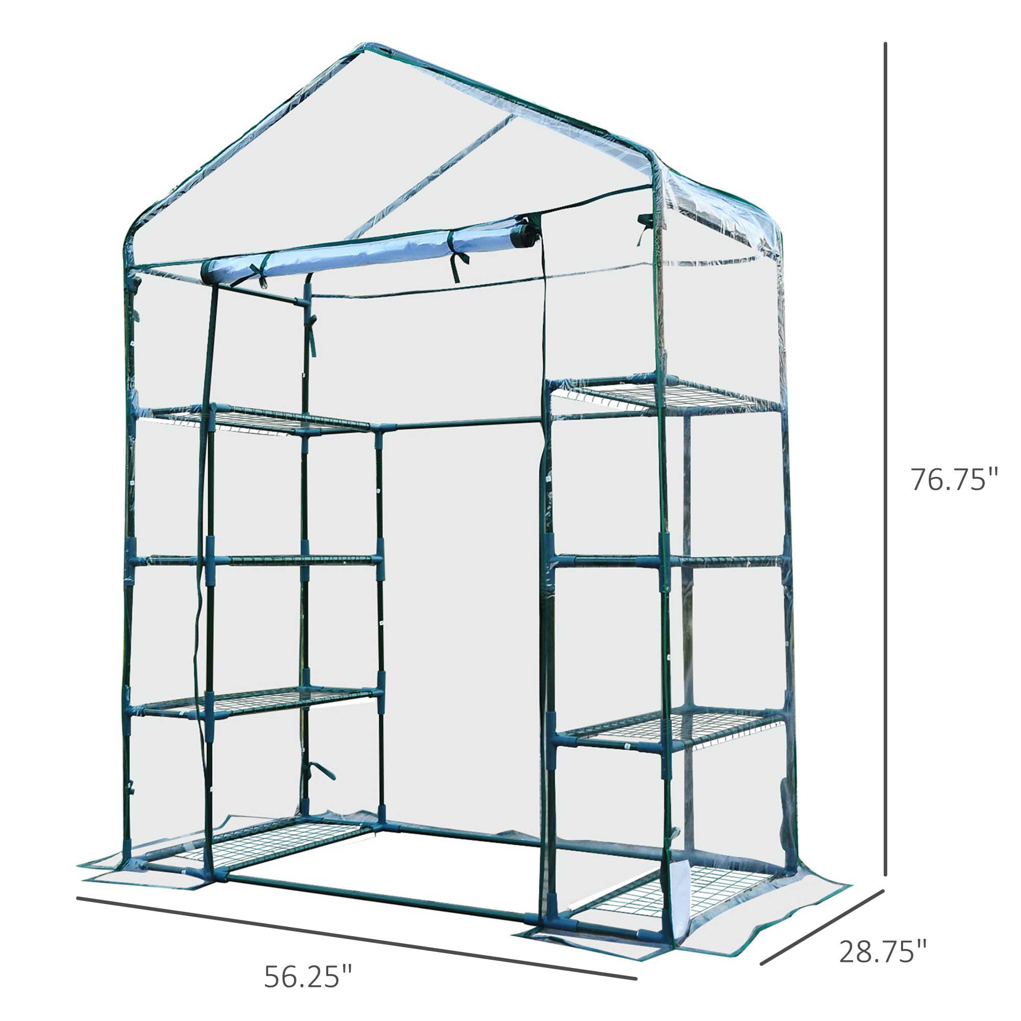Outsunny 56"x29"x77" Walk-in Greenhouse Growing Warm House w/ Shelves Portable 