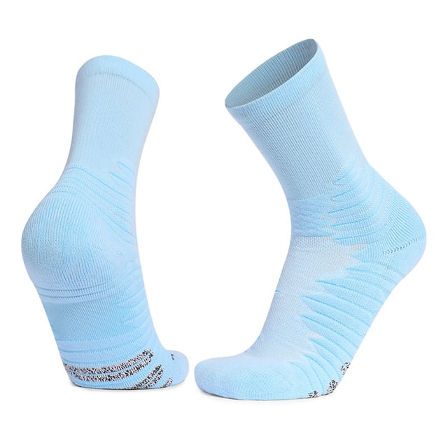 ylioge Mens Non-Slip Running Socks Crew Casual Stretchy Solid Color Breathable Athletic Workout Hiking Cycling Boot Sock Summer