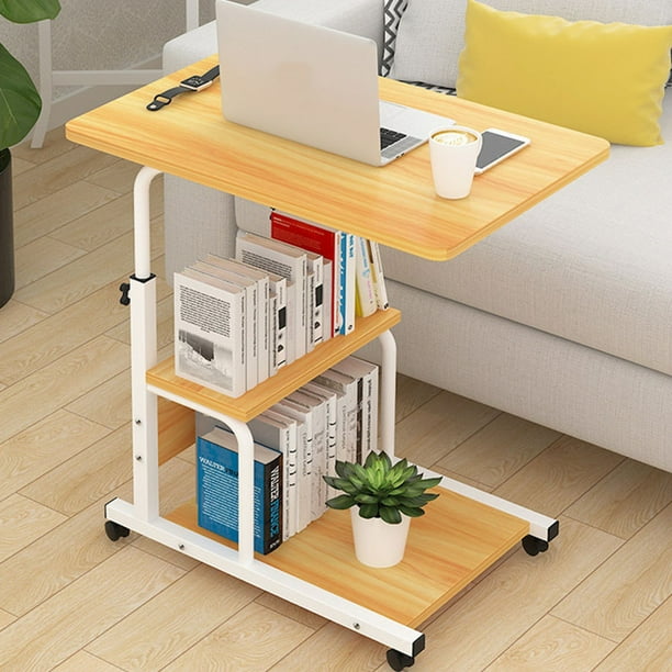 27 35 Inch Mobile Standing Desk Laptop With Storage Shelves Wheels Height Adjustable Over Sofa Bed Side Table Workstation Com 27 35 Inch Mobile Standing Desk Laptop, Sofa Bedside Table Laptop Desk With Shelves Wheels