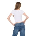 thumbnail image 4 of Forever 21 Women's White Y2K Short-Sleeved V-Neck Top, Lace Trim Detail for Layering & Everyday Style, XL, 4 of 6
