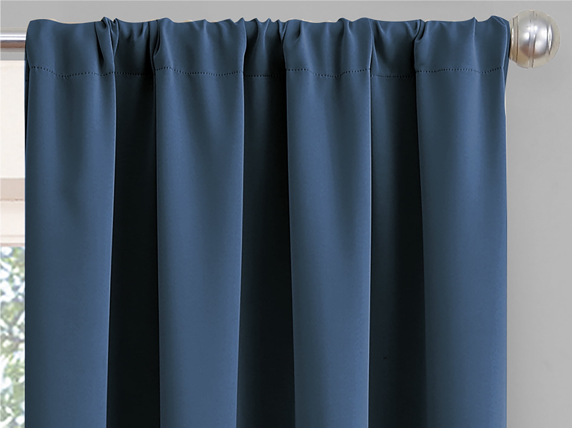Eclipse Phoenix Blackout Curtain Rod Pocket Panel Pair, Indigo Blue, 50" W x 84" L