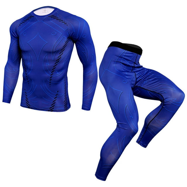 Minnieouse Ropa interior térmica masculina, traje de compresión, Calzoncillos largos, ropa de entrenamiento para actividades al aire libre, mallas de conjuntos de ropa Azul SG Minnieouse AP013677-04