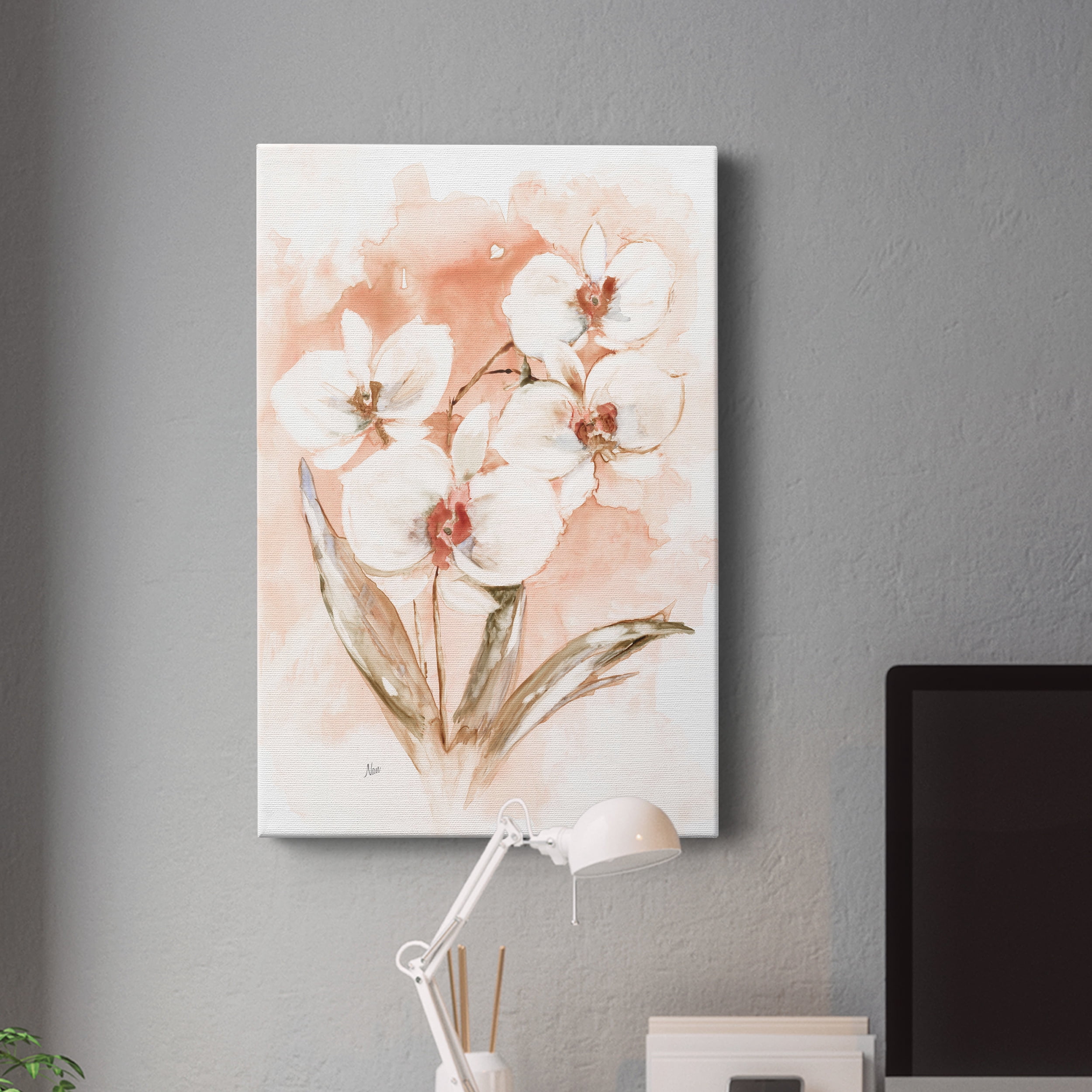 White and Coral Orchid I Premium Gallery Wrapped Canvas - Ready to Hang - 24 x 36