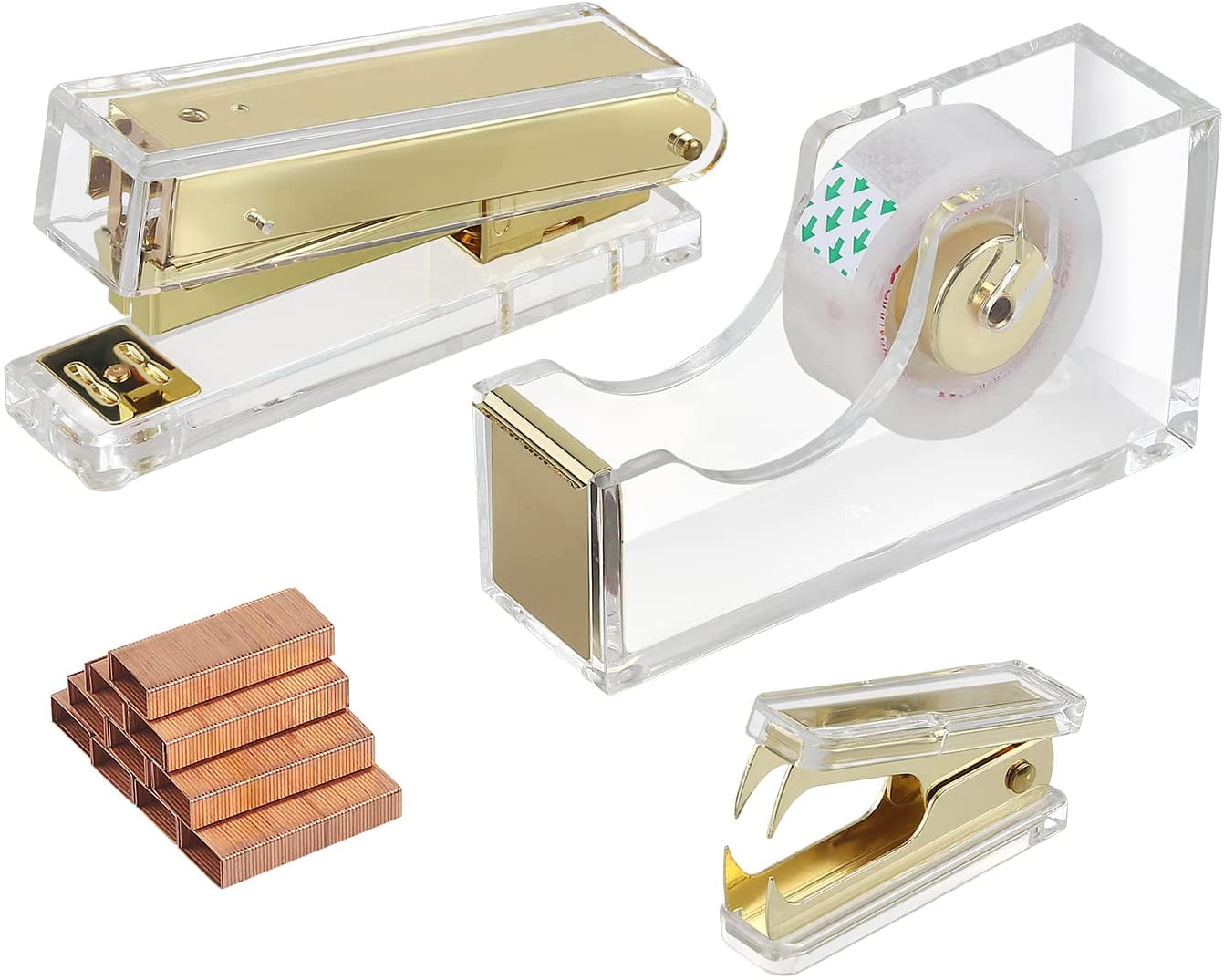 Staplers and Staples Set, MSDADA Acrylic Stapler with 1000 Pcs Staples