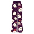 thumbnail image 4 of Fiaer,Halloween Wide Leg Plus Size Pants for Women,Women's Pumpkins Printed Baggy Elastic Waist Trousers,Ladies Drawstring Trendy Lounge Joggers Navy XXL, 4 of 5