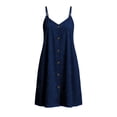 thumbnail image 6 of SAWOBUUN Womens Summer Plaid Mini Dress Sleeveless V Neck Button Down Tank Dress Beach Vacation Casual Dress with Adjustable Straps, 6 of 6