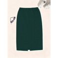 thumbnail image 5 of Elegant Green High-Waist Pencil Skirt With Back Slit Workwear Style, 5 of 5