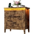 thumbnail image 5 of Farmhouse 3 Drawer Dresser Nightstand with Charging Station & LED Lights, Slim Wooden Bedroom Dresser, Rustic Chest of Drawers Clothes Storage Organizer for Closet Dorm Apartments, Retro, 5 of 5