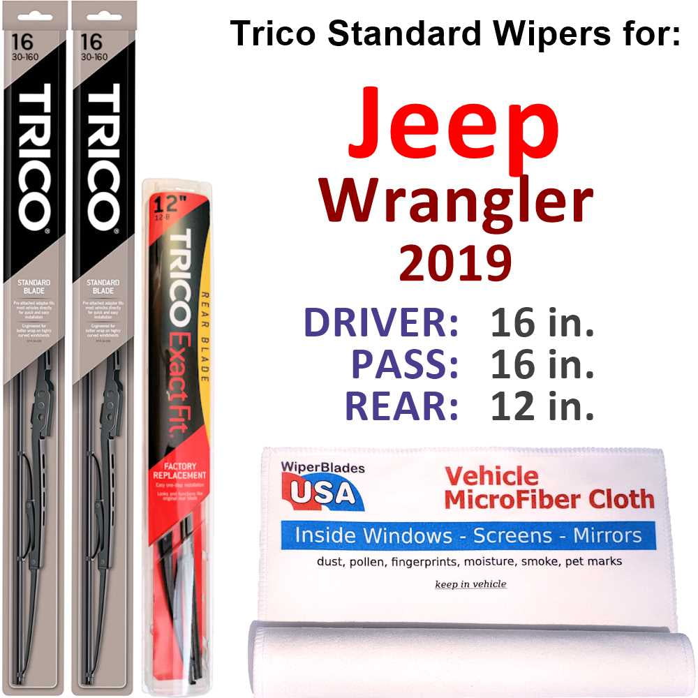 2019 Jeep Wrangler Wiper Blades (Set of 3) w/Rear Wiper 
