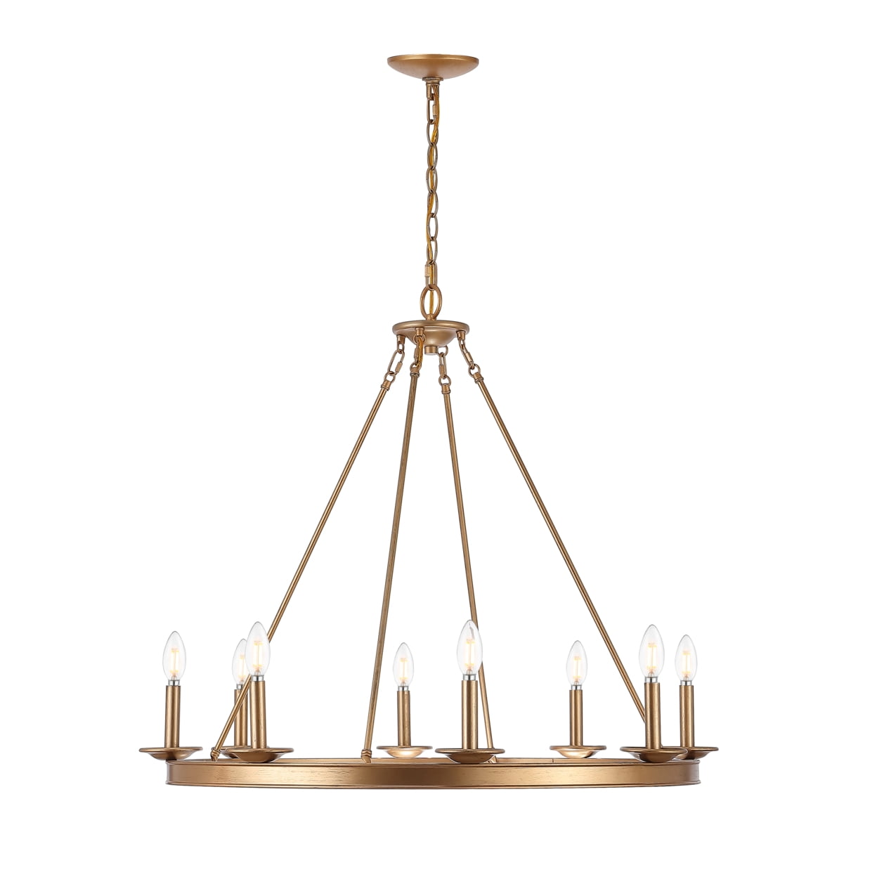 SAFAVIEH Fauna 8 Light Industrial Adjustable Chandelier, Gold Painted