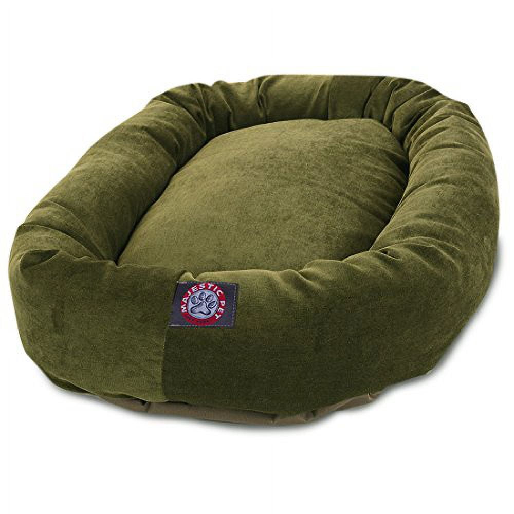 Majestic Pet Villa Velvet Bagel Pet Bed for Dogs, Calming Dog Bed Washable, Medium, Fern