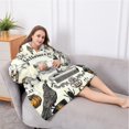 thumbnail image 5 of Oversized Wearable Blanket Hoodie,Beige Halloween Skull Pumpkin Pattern Sherpa Blanket Hoodie with Super Pockets,Super Warm Fuzzy Pullover for Women & Men, 5 of 6