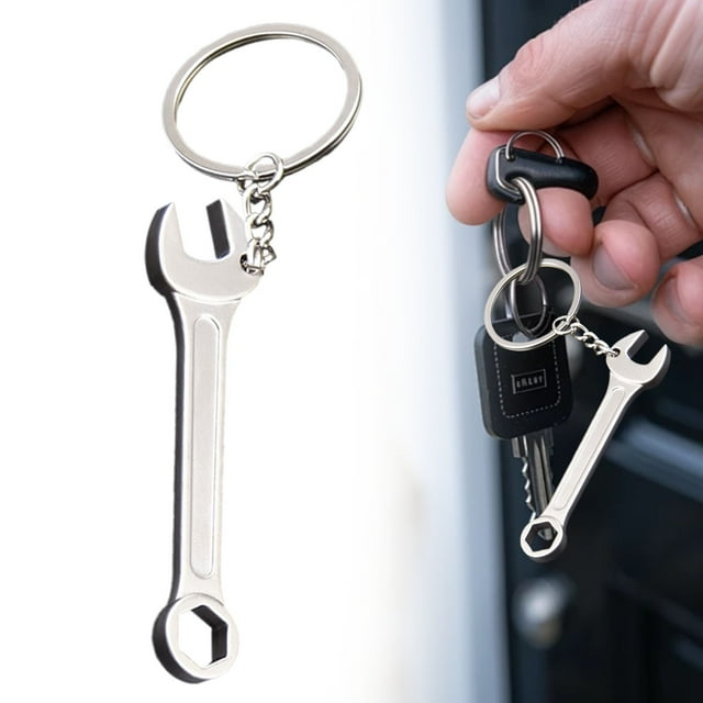 Nut Key Silver Keychain & Stylish Key Ring for Home Car and Perfect Idea Adjustable Wrench Metal Keychain Metal a Metal Keychain with a Monkey Wrench