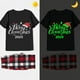 thumbnail image 1 of Pijamas familiares a juego de Navidad, conjunto de pijamas de manga corta con eslogan de sombrero de Navidad brillante luminoso, negro, 2023, 1 of 3