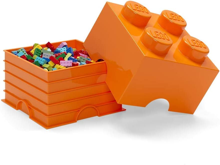 LEGO Storage Brick Orange 4 Knob Container Organizer Box Holds 800 Building Blocks
