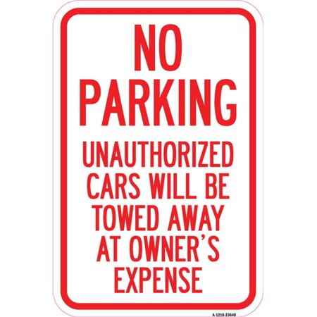 SignMission A-1218-23648 12 x 18 in. Aluminum Sign - No Parking ...