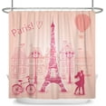 thumbnail image 7 of JOOCAR 72x72 Inch Happy Valentine's Day Themed Shower Curtain Pink Eiffel Tower Building Romantic Couples for Bathroom Decor Waterproof Fabric Polyester Shower Curtain Sets with Hooks, 7 of 7