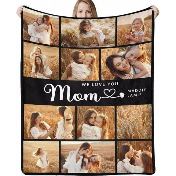 AISENIN Personalized Gifts for Mom Custom Photo Gifts Throw Blanket for Mom from Daughter Best Mom Ever Gifts Picture Blankets Birthday Christmas Gift Ideas
