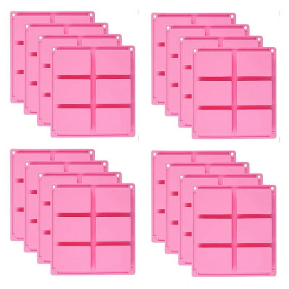 16 Piezas Moldes de Jabón de Silicona - 6 Moldes de Jabón de Bricolaje Rectangulares de Cavidad para Pastel de Paquete, , Muffin, Pastel de Café, Pudín Y Jabón