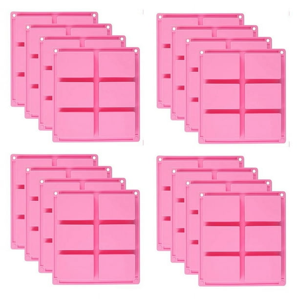 16 Piezas Moldes de Jabón de Silicona - 6 Moldes de Jabón de Bricolaje Rectangulares de Cavidad para Pastel de Paquete, , Muffin, Pastel de Café, Pudín Y Jabón