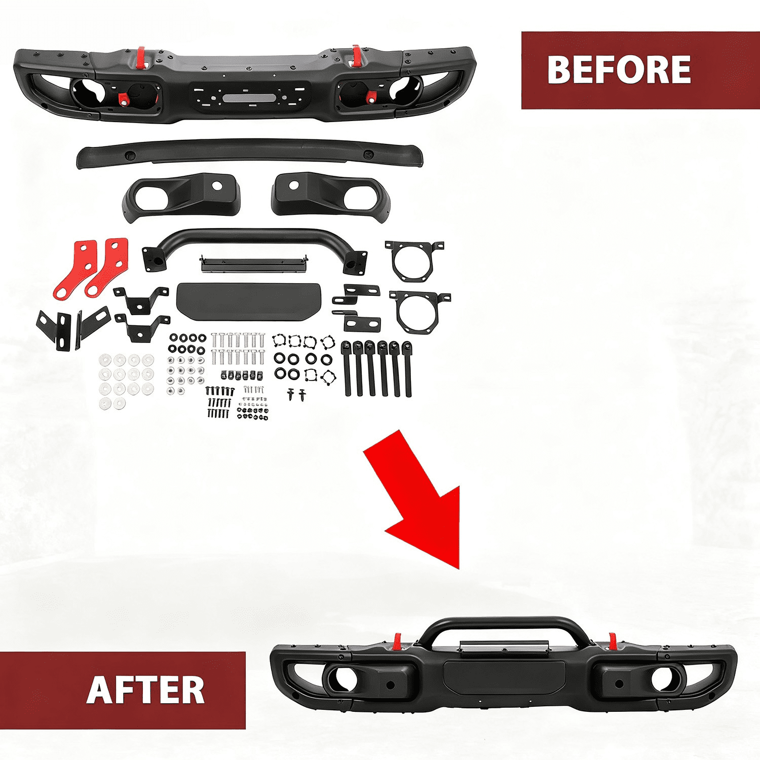 Titans Motors Front Bumper for Jeep Wrangler JK Rubicon 2007–2018 10th Anniversary Style Black Steel Front Bumper