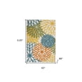 thumbnail image 2 of 5' X 7' Turquoise Floral Non Skid Indoor Outdoor Area Rug, 2 of 5