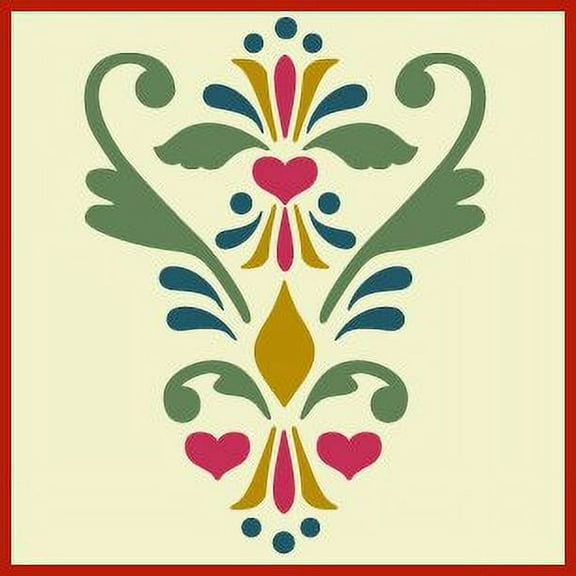 Rosemaling Pattern 10 Stencil - Rose Scandinavian Decorative Folk Mylar - The Artful Stencil