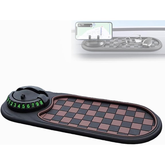 Upgraded Multi-Functional Support Anti-Slip Pad, 360° Rotating Car Phone Holder, Universal Silicone Dashboard Mat for Navigation, Hands-Free Calls & Storage, for All Phones