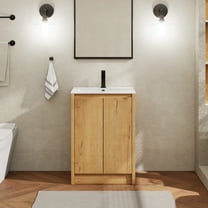 24" Wood Bathroom Vanity Set with Sink Top, Faucet and Drain, Without Mirror
