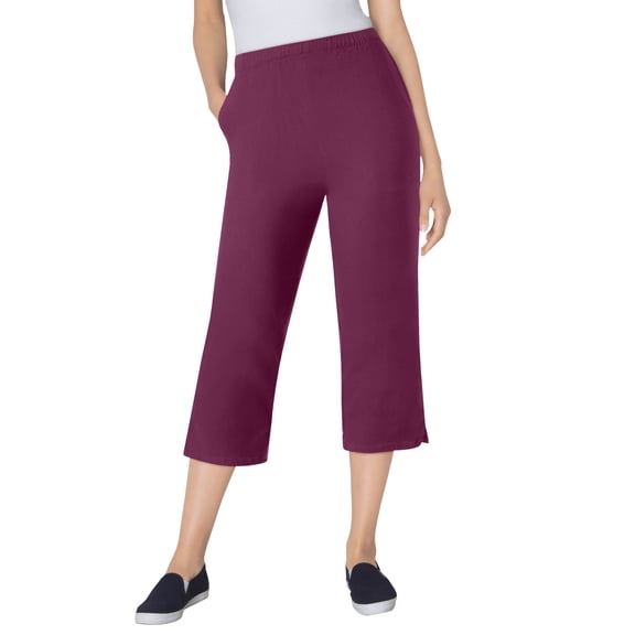 Woman Within Plus Size Fineline Stretch Denim Pull-On Capri Jeans