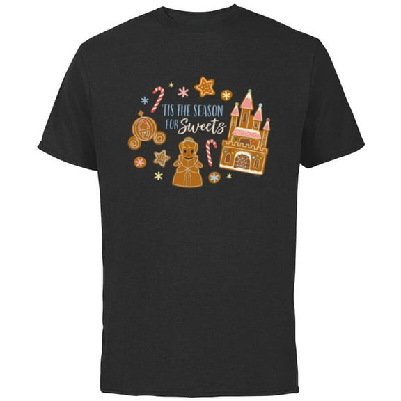 Disney Princess Cinderella Holiday Gingerbread Season Sweets - Short Sleeve Cotton T-Shirt for Adults - Customized-Charcoal
