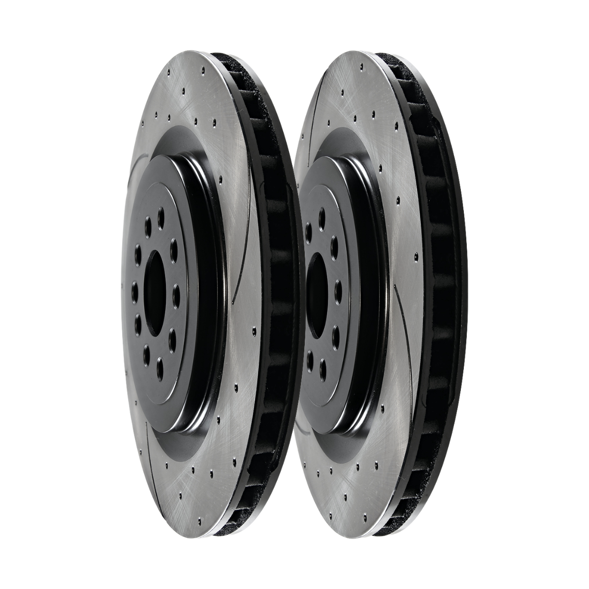 AutoShack Front Drilled Slotted Brake Rotors Black Set of 2 Driver and