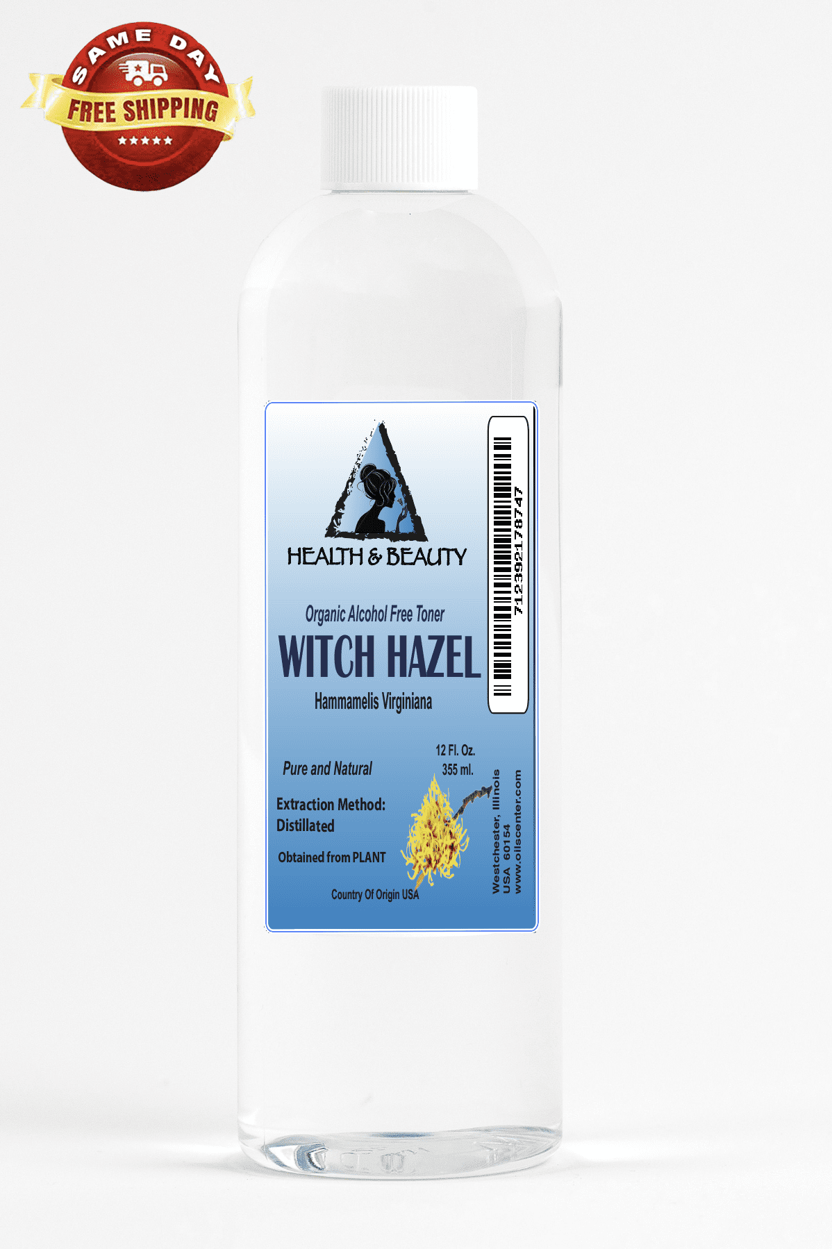 Witch hazel distillate face toner all natural 24 oz
