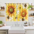 thumbnail image 2 of Sunflower Kitchen Curtains Window Panels, Yellow Floral Elegant Flowers Pastoral Insulated Window Treatment Curtain, Grommet Curtains for Bedroom/Living Room/Bathroom, 2 Piece 52"Wx72"L, 2 of 8