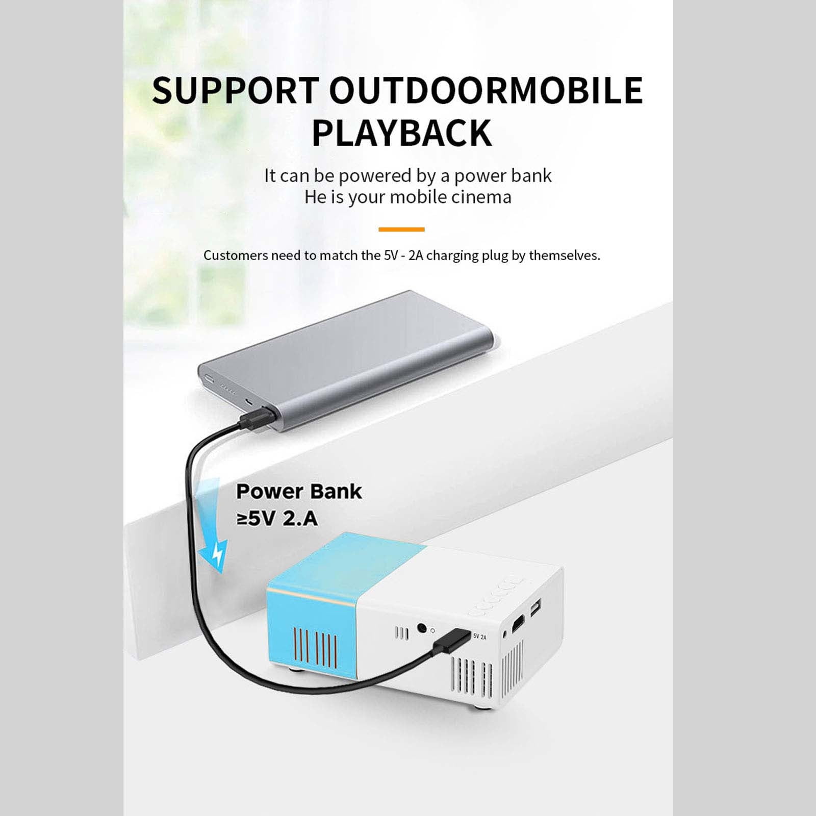 Qocolhg Mini Projector with WiFi & Bluetooth, Full HD 1080P Projector, Portable Outdoor Projector with Remote, Home/Dormitory/Room Theater Movie Phone Projector Compatible with Android/iOS/HDMI/USB