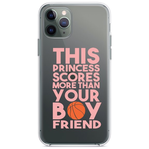 DistinctInk Clear Shockproof Hybrid Case for iPhone 12 / 12 PRO (6.1" Screen) - TPU Bumper Acrylic Back Tempered Glass Screen Protector - This Princes Scores More Than Your Boyfriend