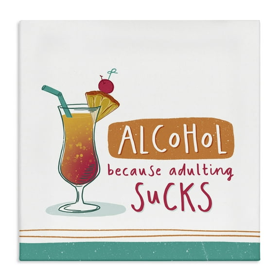 Stupell Industries Funny Adulting Phrase Food & Beverage Painting Wrapped Canvas Art Print Wall Art, 17 x 17