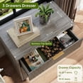 thumbnail image 4 of Modern Fluted 3 Drawer Entryway Storage Cabinet – Slim Bedside Table, Compact Chest for Small Spaces, Bedroom, Living Room, Dorm – Washed Ash Finish, 4 of 6