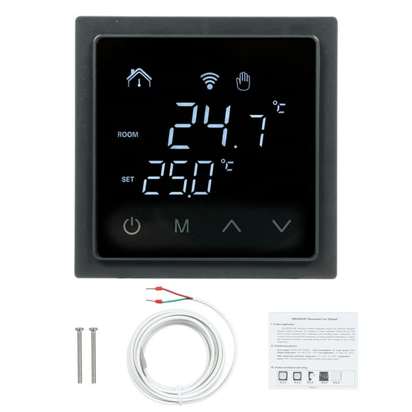 Thermostat Room Thermostat Smart Thermostat 16A for Underfloor Heating Temperature Controller 85-250V Wall Thermostat with LED Touch Screen