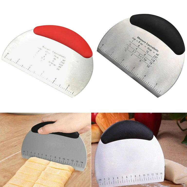 Rubber Handle Non-Slip Stainless Steel Pastry Dough Scraper Cutter