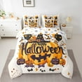 thumbnail image 2 of jejeloiu Halloween Spooky Pumpkin Twin Bedding Sets 7-Piece,Purple Kawaii Bowtie Bedding Comforter Set,Happy Halloween Bats Sheet Sets For Child,Ultra Soft Bedroom Decorative Reversible, 2 of 8
