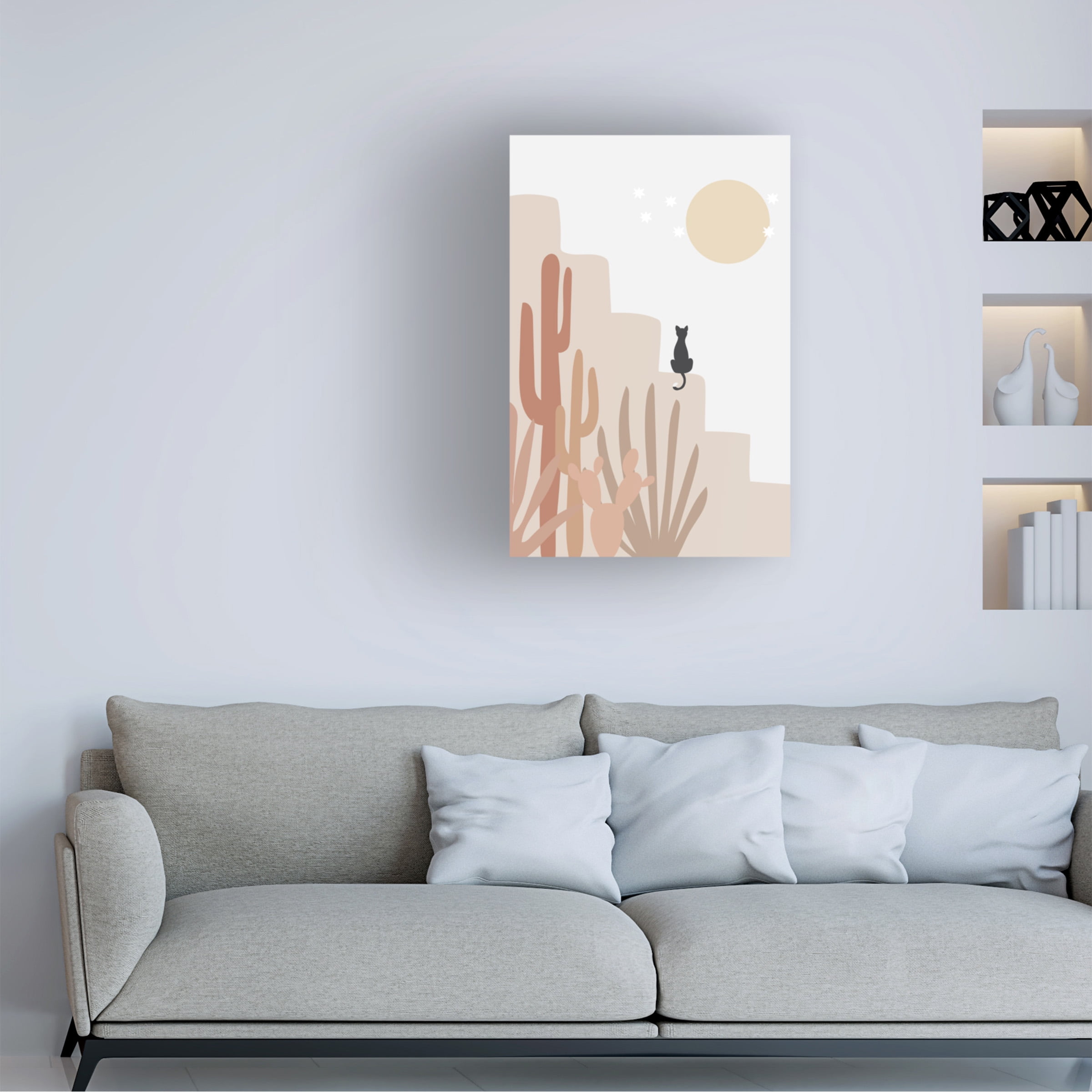 Melloi Art Prints 'Cat with Cactus' Canvas Art