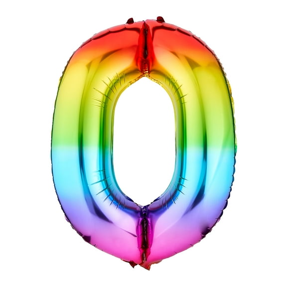 Rainbow Ombre Number 0 Foil Balloon, 35", by Way To Celebrate