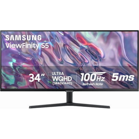 34" ViewFinity S50GC Series Ultra-WQHD Monitor, 100Hz, 5ms, HDR10, AMD FreeSync, Eye Care, Borderless Design, PIP, PBP, LS34C502GANXZA, 2023, Black