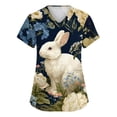 thumbnail image 2 of Easter Scrubs for Women Cute Y2k V Neck Short Sleeve Nursing Uniform Nurse Bunny Egg Printed T-Shirts Soft Stretch 2026 Plus Size Blouses Tops, #01 Navy XXL, 2 of 5