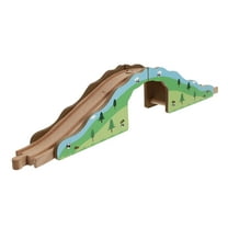 MUSEYA 1Pack Train Track Bridge For Kids Imagination Development Green Wood