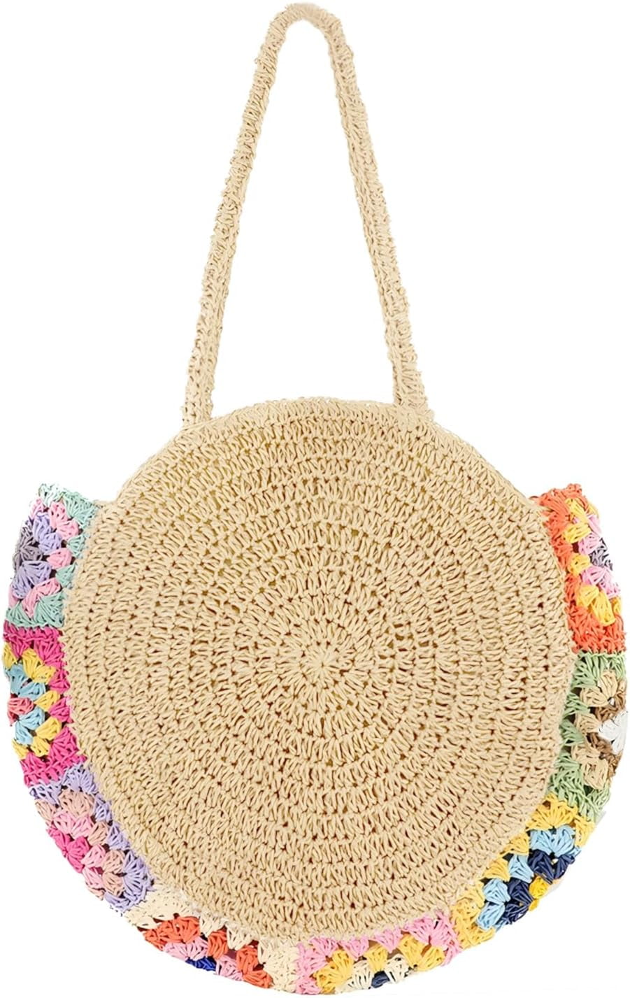 Straw Bags for Women Large Beach Tote Bag Floral Crochet Woven Shoulder Purse Summer Handbag