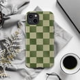 thumbnail image 6 of Checkerboard Green and Beige Phone Case, Stylish Plaid iPhone Cover, Protective Case for iPhone 17 16 15 14 13 12 11 Plus Pro Max Mini, 6 of 6