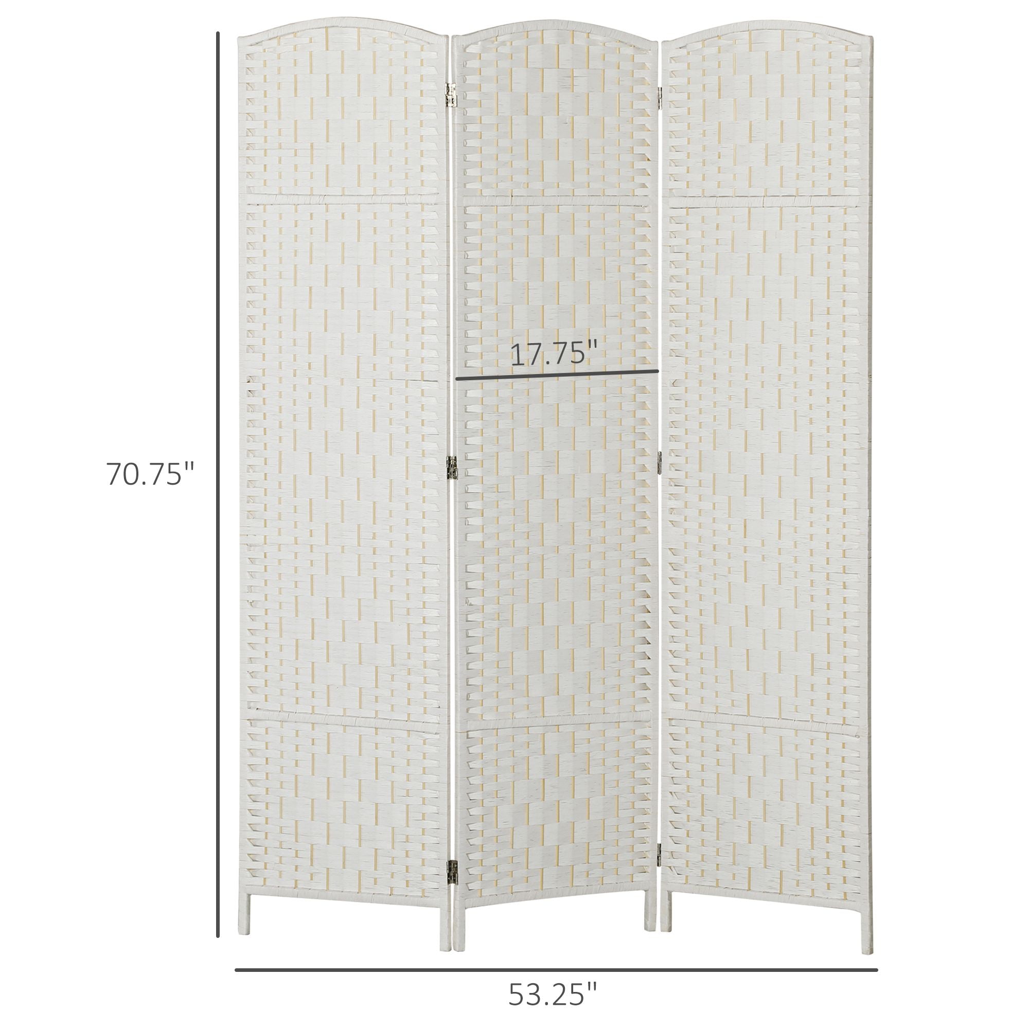 Dranite Room Divider 3 Panel Folding Privacy Screen 6FT Tall Portable Weave Partition Wall Divider for Bedroom White